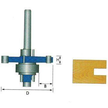 Cortador de ranuras de 3 alas (cojinete de 22 mm) para cortar madera